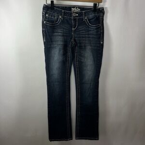 Y2K Reign Pants Women‎ Size 5 Regular Blue Denim Low Rise Bootcut Jeans Zip Fly